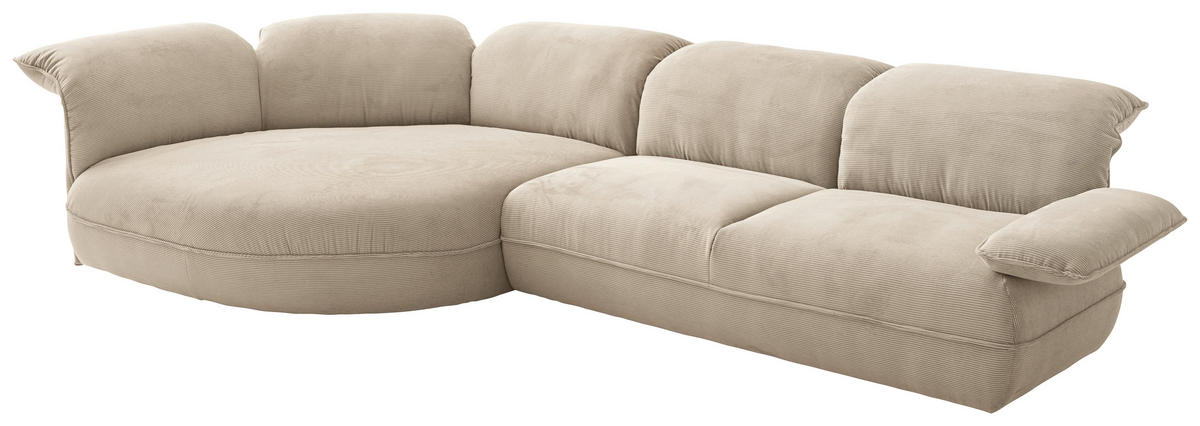 ECKSOFA Cord Beige  - Beige/Schwarz, Design, Kunststoff/Textil (154/343cm) - Koinor