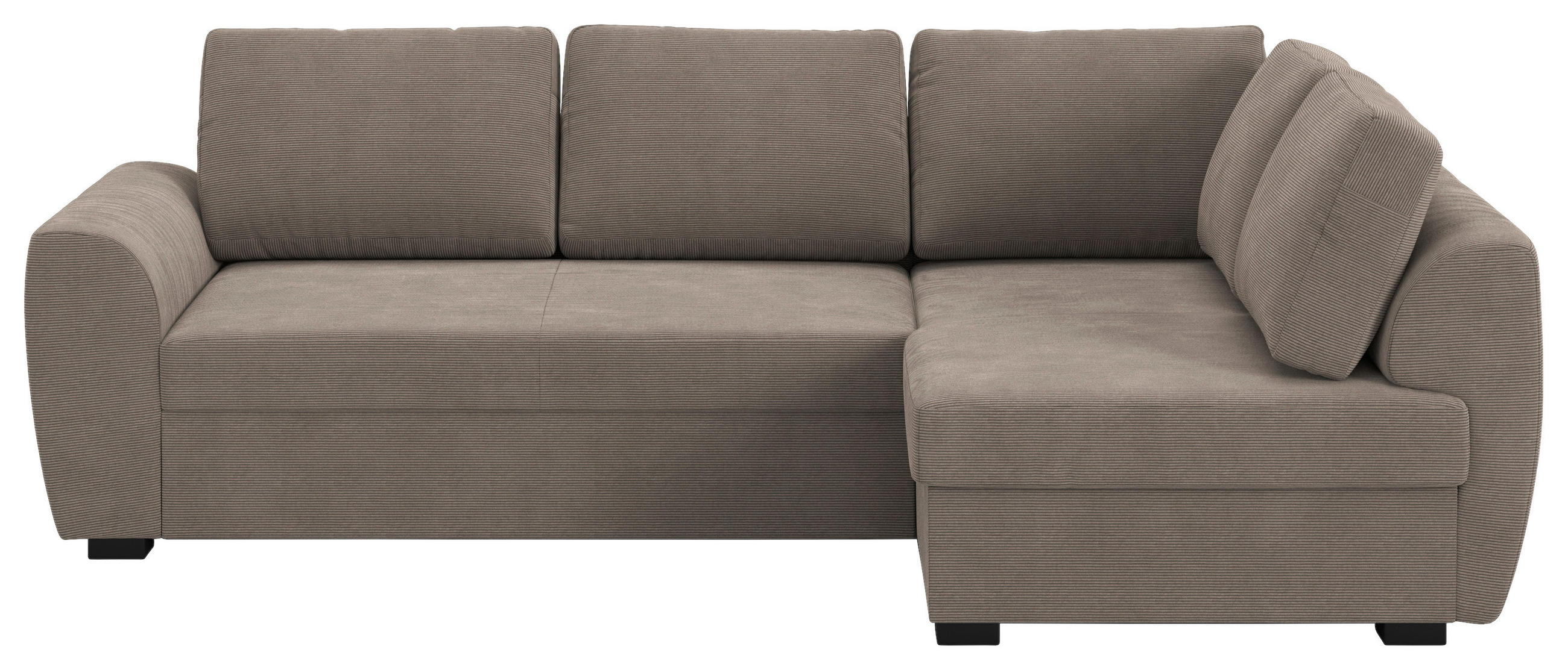 ECKSOFA Taupe Cord Zierkissen, Bettkasten  - Taupe/Schwarz, Trend, Kunststoff/Textil (253/154cm) - MID.YOU