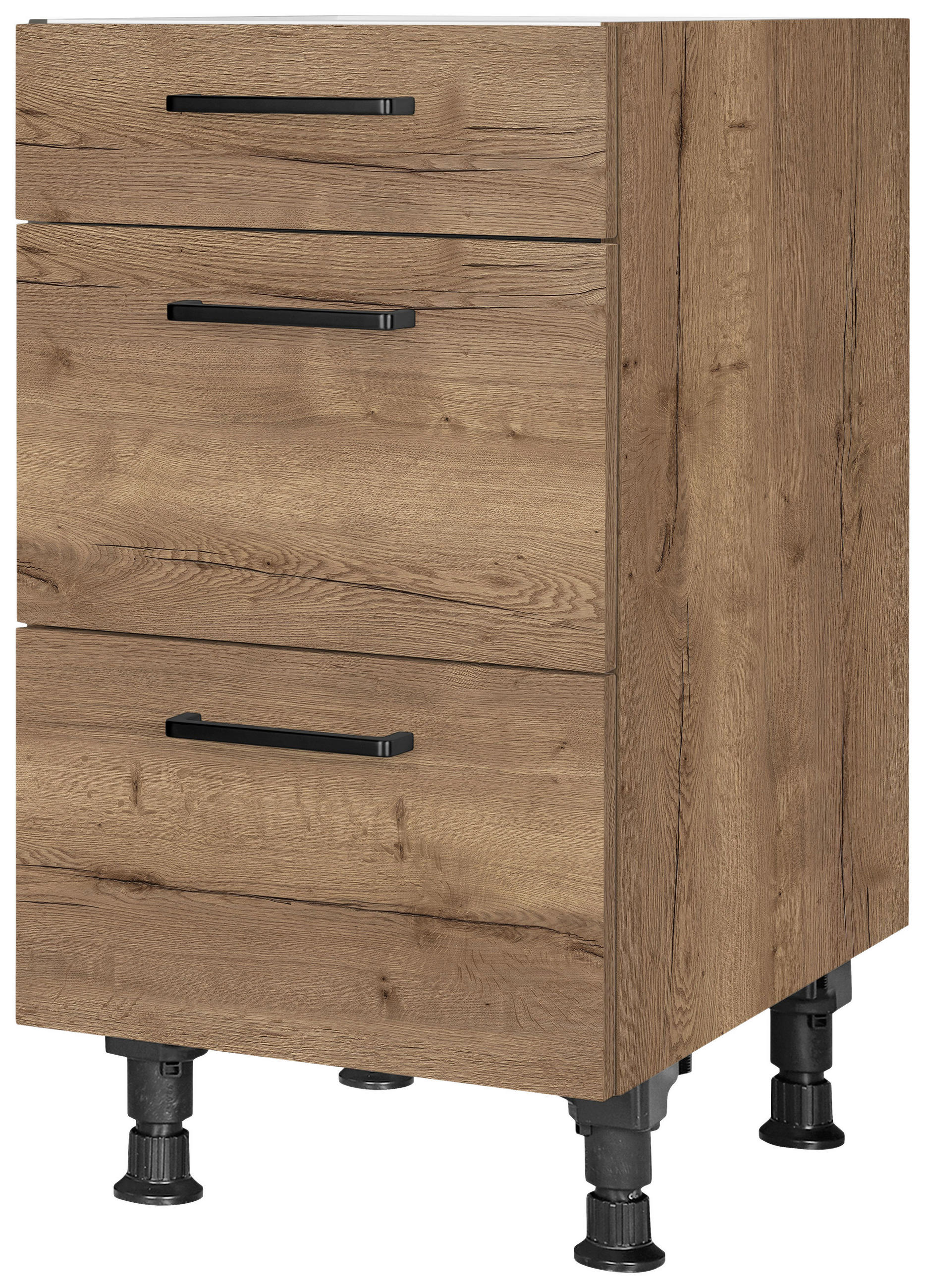 SCHUBKASTENUNTERSCHRANK 45/87/56 cm  in Eiche dunkel  - Eiche dunkel/Schwarz, MODERN, Holzwerkstoff/Metall (45/87/56cm) - Nobilia