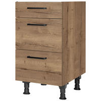 SCHUBKASTENUNTERSCHRANK 45/87/56 cm  in Eiche dunkel  - Eiche dunkel/Schwarz, MODERN, Holzwerkstoff/Metall (45/87/56cm) - Nobilia