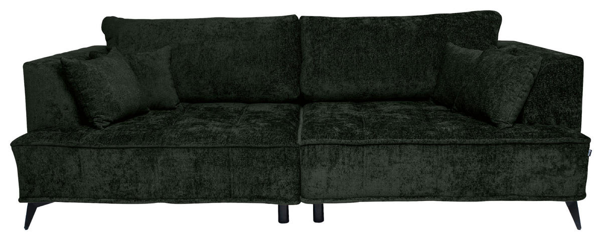 BIGSOFA Chenille Dunkelgrün  - Dunkelgrün/Schwarz, Design, Textil/Metall (250/90/120cm) - home24