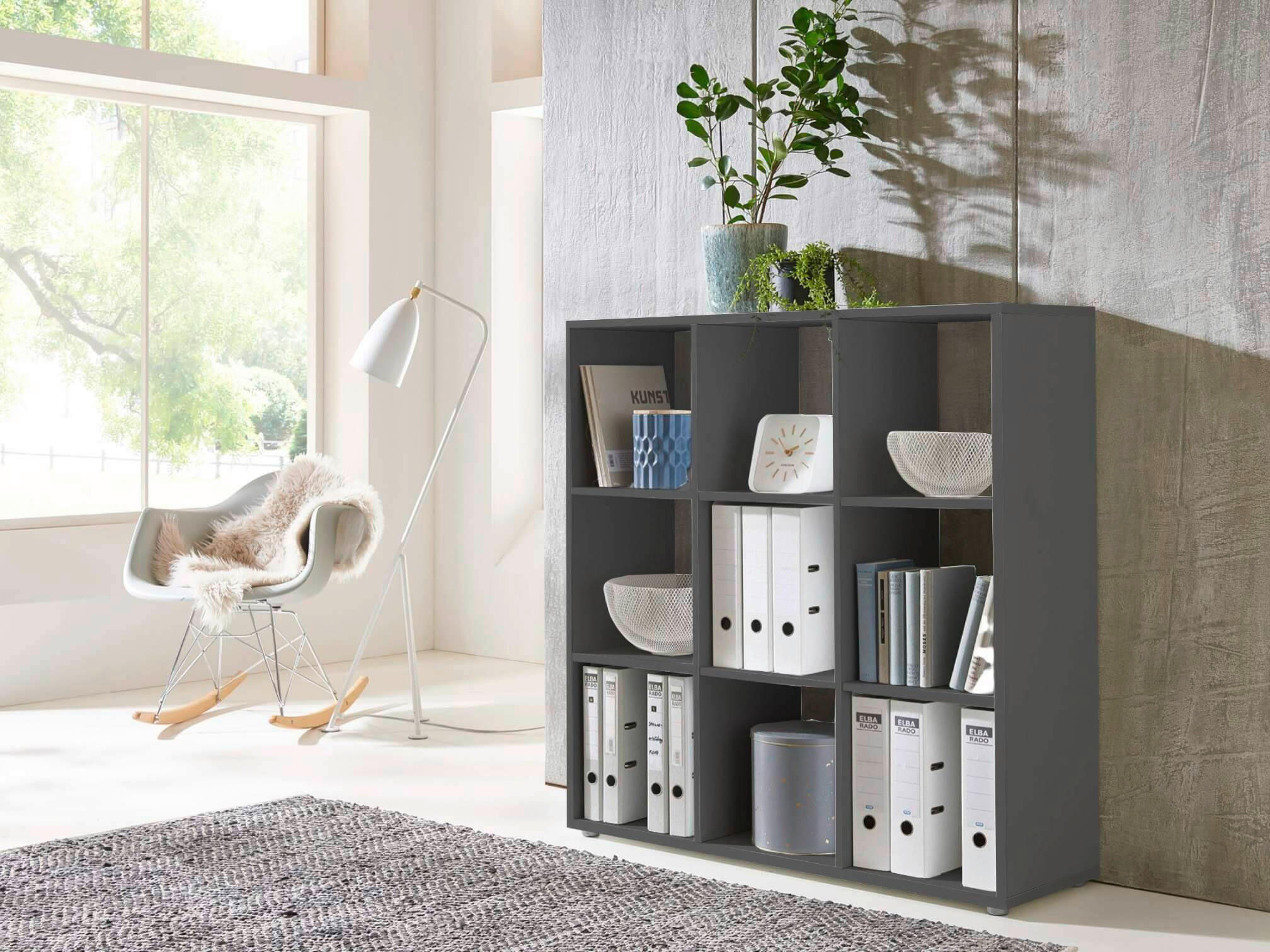 AKTENREGAL 106,5/108,5/33 cm  - Anthrazit/Silberfarben, MODERN, Holzwerkstoff (106,5/108,5/33cm) - MID.YOU