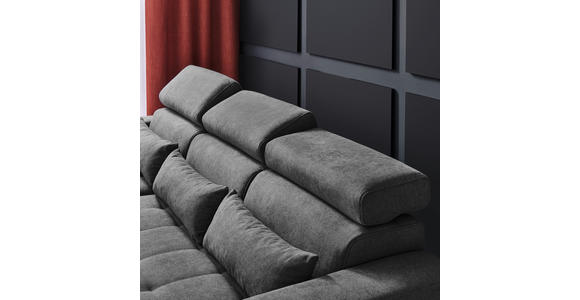 ECKSOFA Dunkelgrau Webstoff  - Dunkelgrau/Schwarz, Design, Kunststoff/Textil (179/240cm) - Carryhome