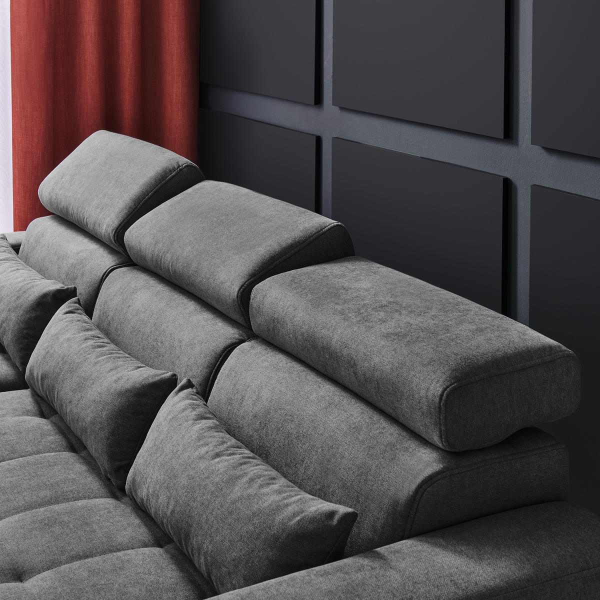 ECKSOFA in Webstoff Graphitfarben  - Schwarz/Graphitfarben, Design, Kunststoff/Textil (179/240cm) - Carryhome