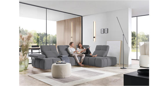 ECKSOFA in Struktur Grau 313/233 cm - Schwarz/Grau, Design, Kunststoff/Textil (313/233cm) - Emilio Belluti