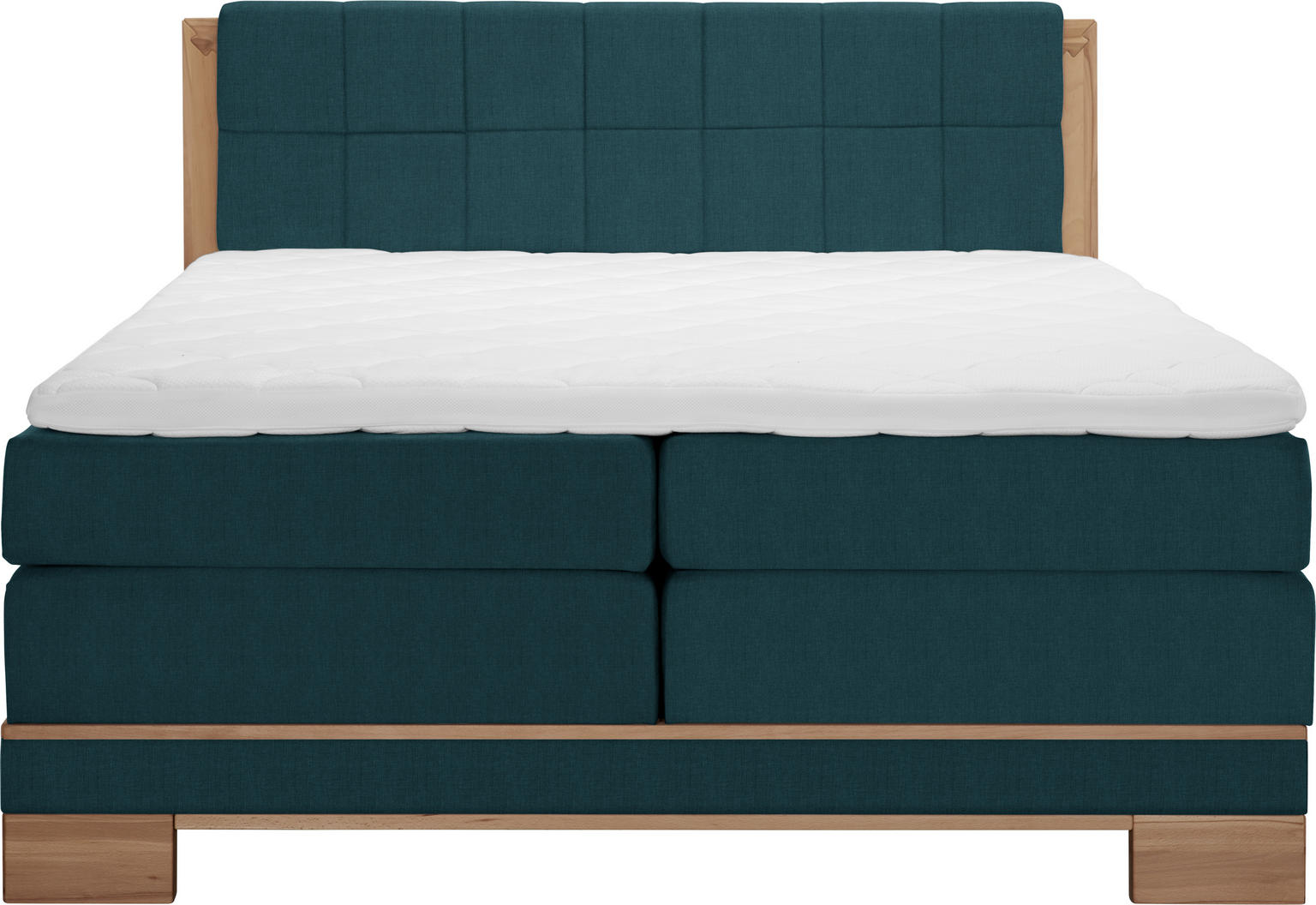 BOXSPRINGBETT 140/200 cm in Buchefarben, Petrol - schickes Design