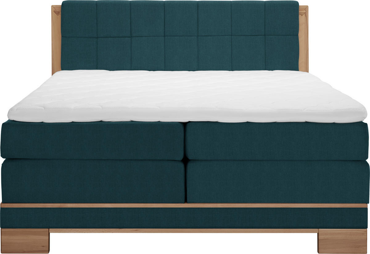 BOXSPRINGBETT 140/200 cm  in Buchefarben, Petrol  - Buchefarben/Petrol, Natur, Holz/Textil (140/200cm) - Linea Natura