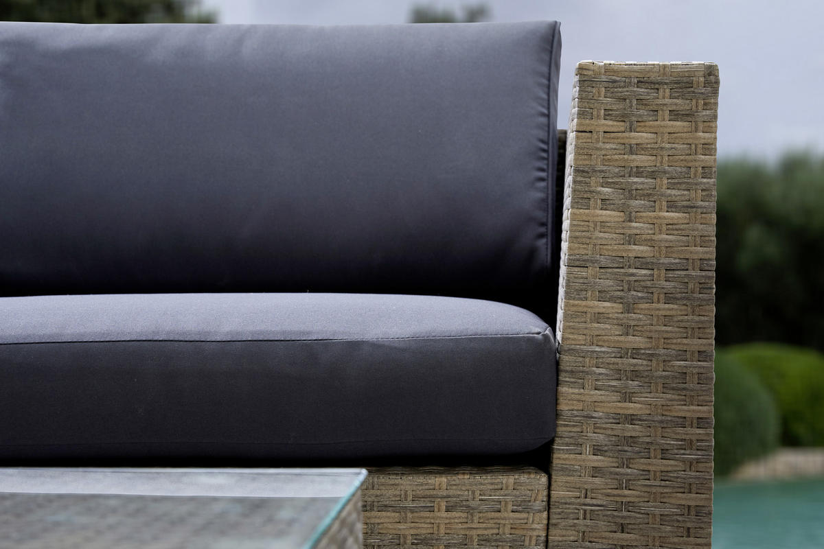 GARTENBANK 147/71/74 cm  in Braun, Dunkelgrau  - Dunkelgrau/Silberfarben, KONVENTIONELL, Kunststoff/Textil (147/71/74cm) - Gardenson