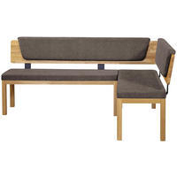 ECKBANK 208/171 cm Webstoff Braun, Eichefarben Eiche vollmassiv   - Eichefarben/Braun, KONVENTIONELL, Holz/Textil (208/171cm) - Linea Natura