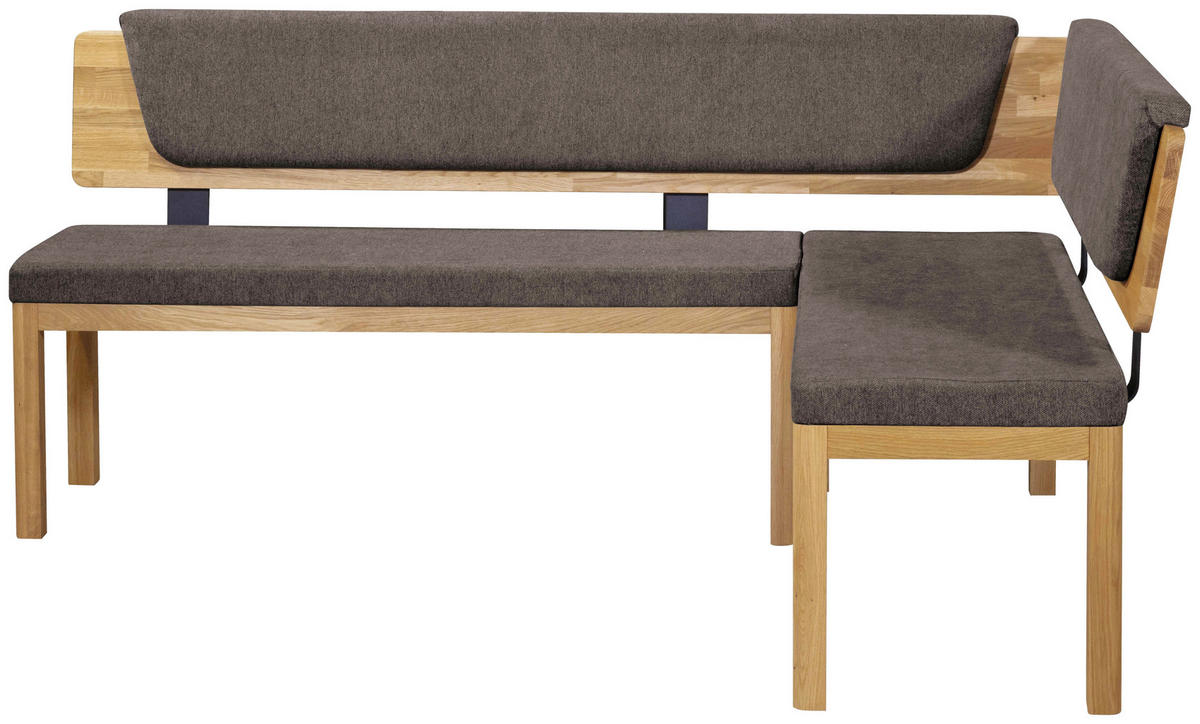 ECKBANK 208/171 cm Webstoff Braun, Eichefarben Eiche vollmassiv   - Eichefarben/Braun, KONVENTIONELL, Holz/Textil (208/171cm) - Linea Natura