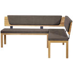 ECKBANK 208/171 cm Webstoff Braun, Eichefarben Eiche vollmassiv   - Eichefarben/Braun, KONVENTIONELL, Holz/Textil (208/171cm) - Linea Natura