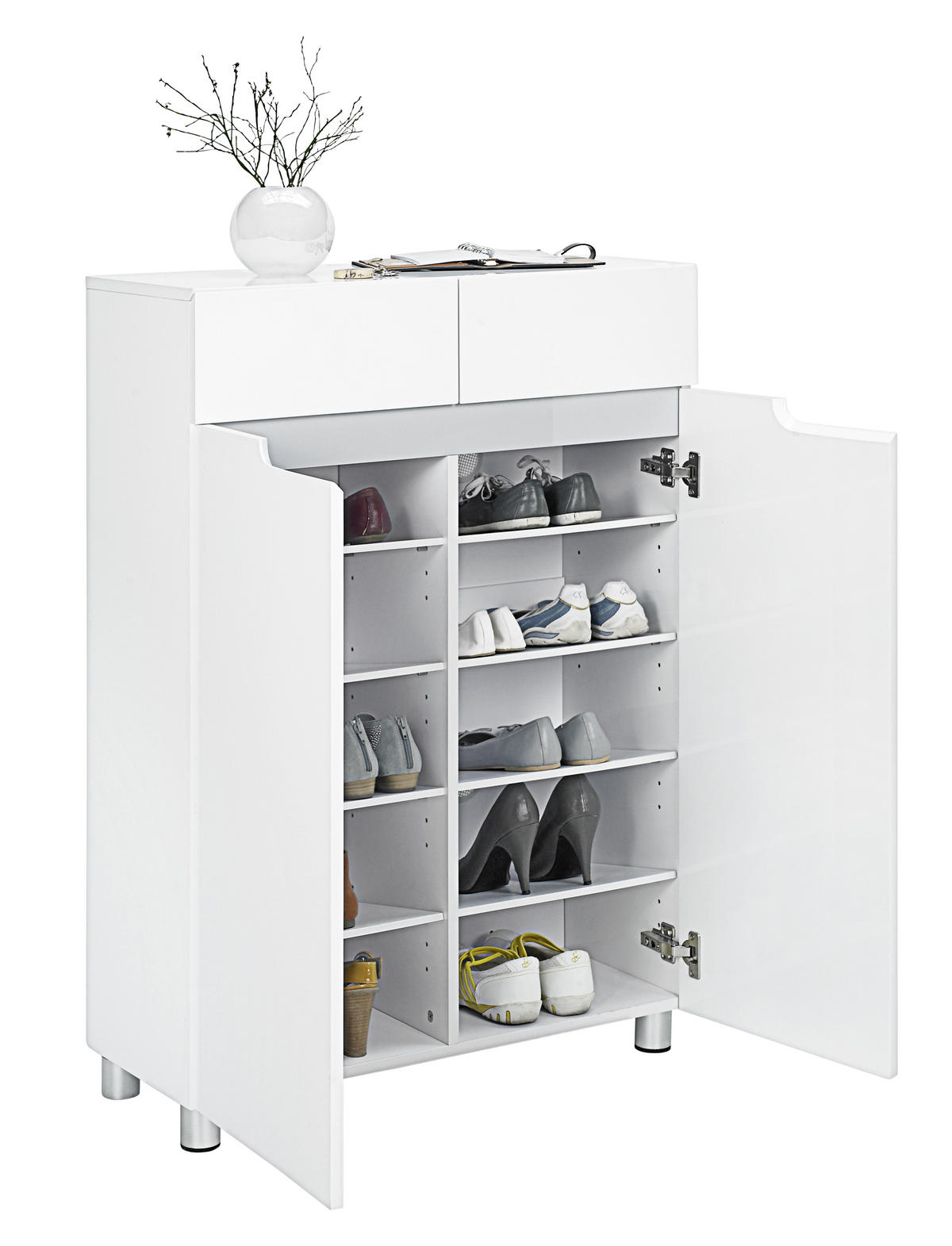 SCHUHSCHRANK Grau, Weiß  - Weiß/Grau, Design, Holzwerkstoff (76/105/31cm) - Xora