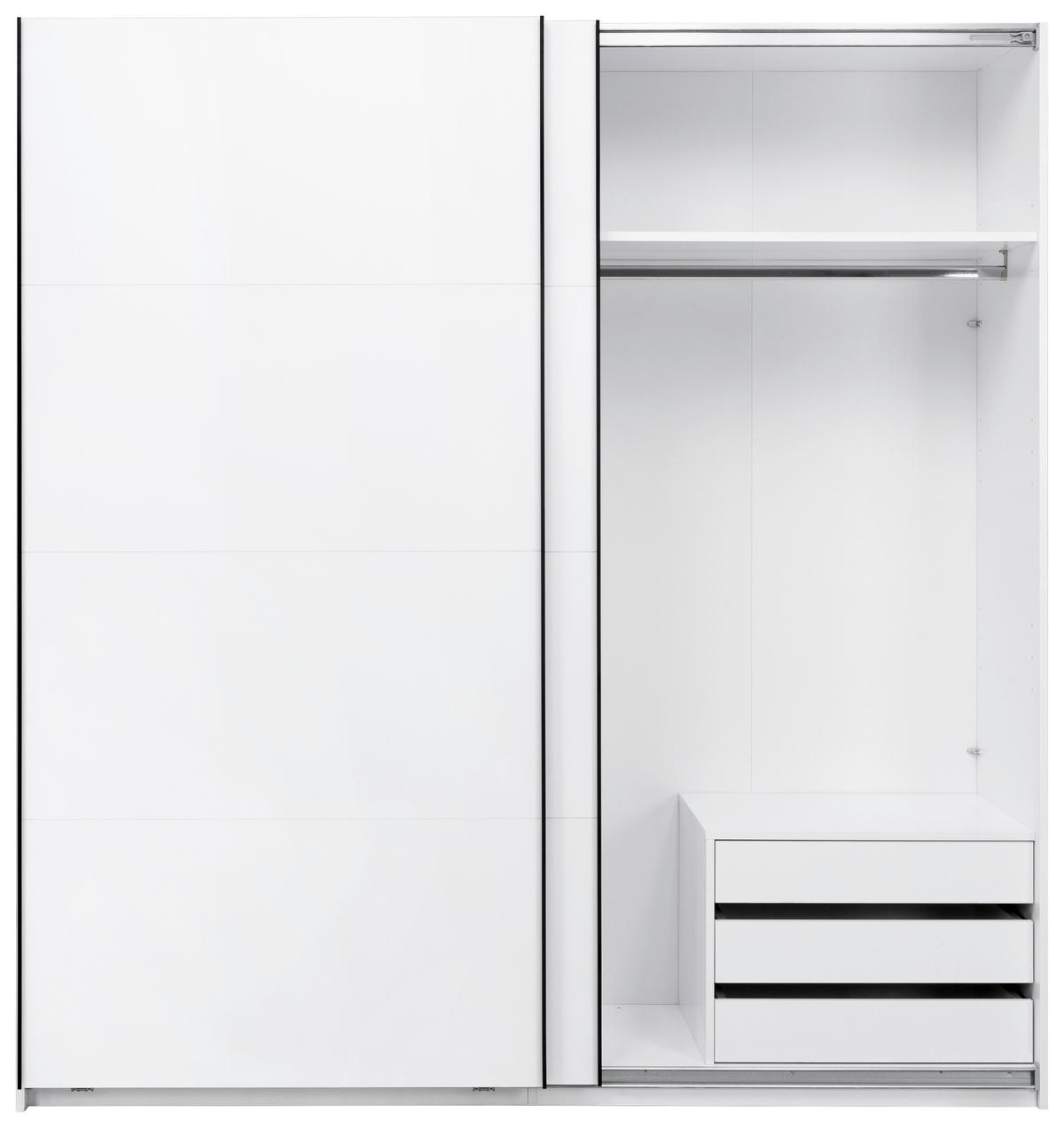 SCHIEBETÜRENSCHRANK 200/211,5/61,5 cm 2-türig Weiß  - Schwarz/Weiß, MODERN, Holzwerkstoff/Metall (200/211,5/61,5cm) - MID.YOU