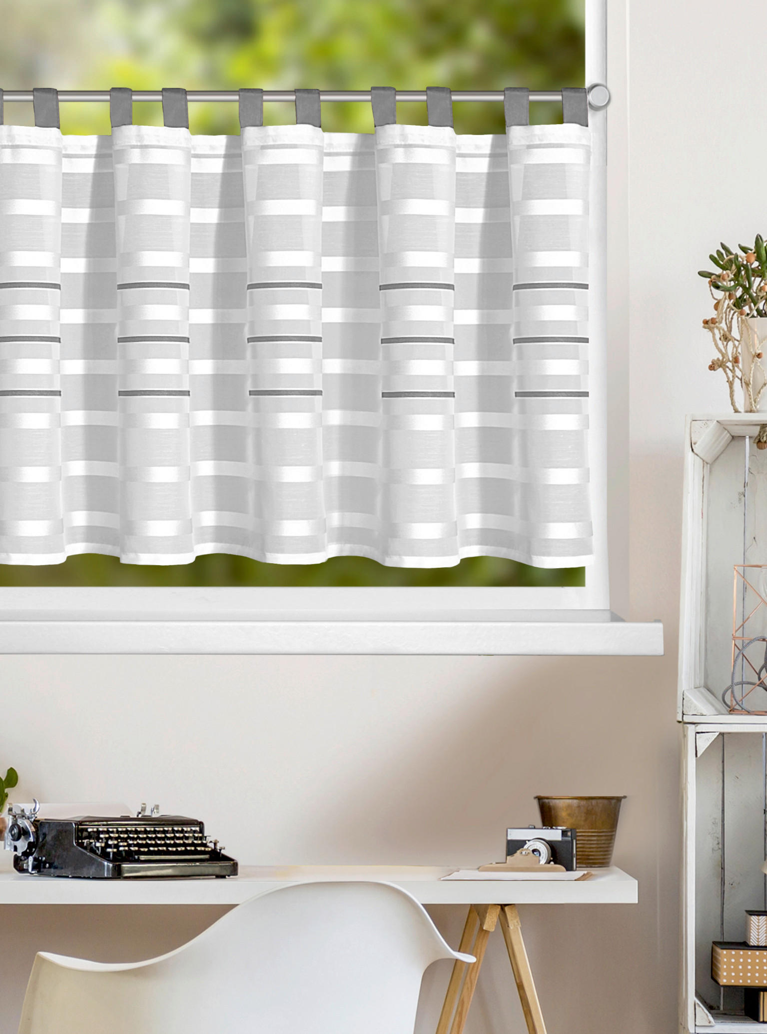 KURZGARDINE  140/50 cm  - Silberfarben, Basics, Textil (140/50cm)