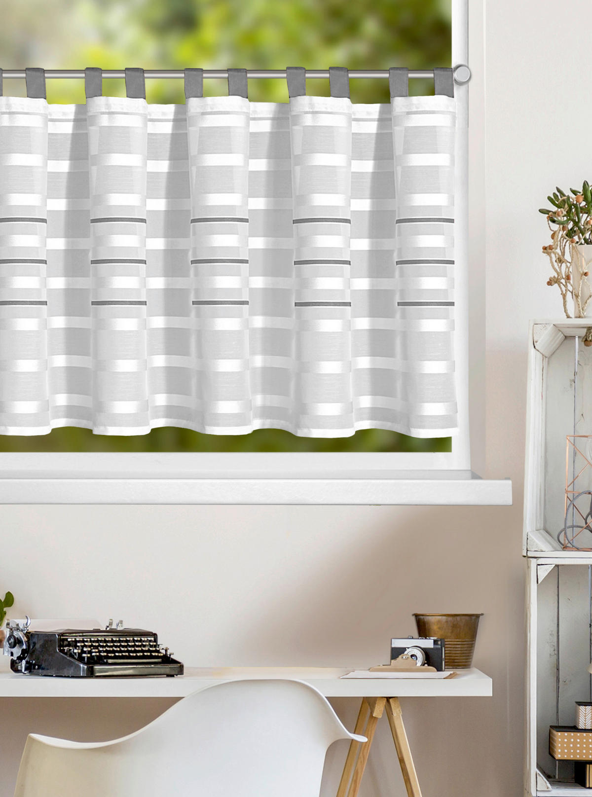 KURZGARDINE   140/50 cm   - Silberfarben, Basics, Textil (140/50cm)
