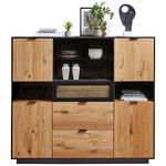 HIGHBOARD Schwarz, Eichefarben  145/130/38 cm  - Eichefarben/Schwarz, Design, Glas/Holz (145/130/38cm) - Novel