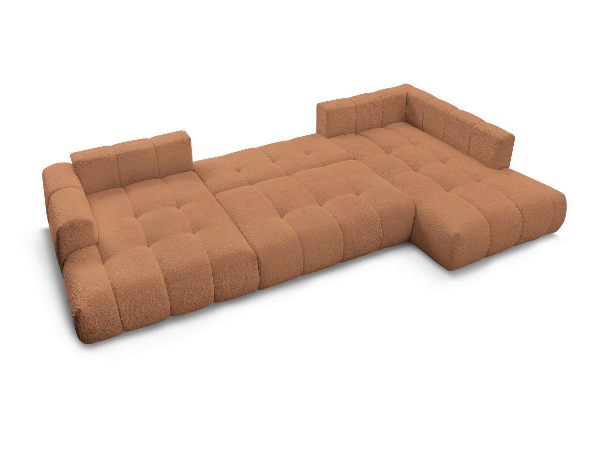 WOHNLANDSCHAFT  FUJI  Orange Bouclé  - Schwarz/Orange, MODERN, Kunststoff/Textil (160/377/204cm)