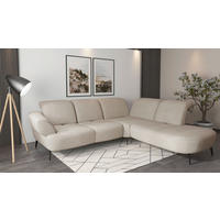 ECKSOFA Mikrofaser Beige  - Beige/Schwarz, Modern, Textil/Metall (302/270cm) - Sit & More
