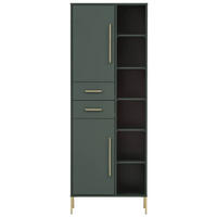 HOCHSCHRANK 67,1/184,3/33,1 cm  - Waldgrün/Goldfarben, MODERN, Holzwerkstoff/Metall (67,1/184,3/33,1cm) - Stylife