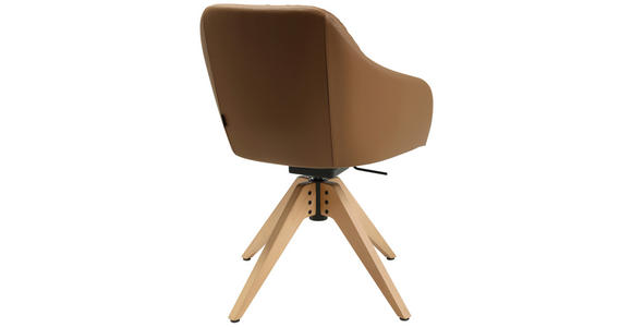 ARMLEHNSTUHL in Echtleder pigmentiert - Cognac/Eichefarben, Design, Leder/Holz (58/82,5-85,2/60cm) - Johann Jakob