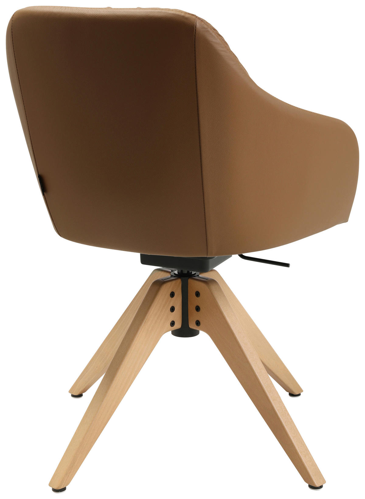 ARMLEHNSTUHL  in Echtleder pigmentiert  - Cognac/Eichefarben, Design, Leder/Holz (58/82,5-85,2/60cm) - Johann Jakob
