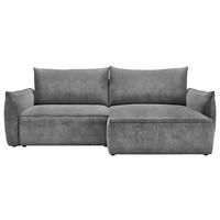 ECKSOFA Graphitfarben Struktur Rückenkissen, Bettkasten, Schlaffunktion, Rücken echt, Liegefläche im Originalstoff  - Schwarz/Graphitfarben, KONVENTIONELL, Kunststoff/Textil (266/148cm) - Milino