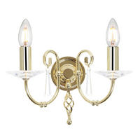 VÄGGLAMPA Elstead AG2-POL-BRASS 32/22/17,5 cm   - mässingsfärgad, Klassisk, metall/glas (32/22/17,5cm) - Elstead Lighting