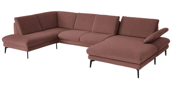 WOHNLANDSCHAFT  in Chenille, Flachgewebe Weinrot  - Weinrot/Schwarz, Design, Textil/Metall (208/344/180cm) - Dieter Knoll