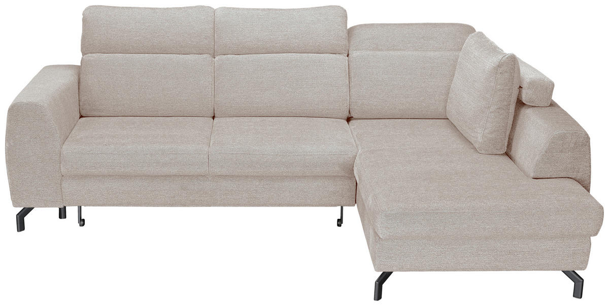 ECKSOFA Beige Chenille  - Beige/Schwarz, KONVENTIONELL, Textil/Metall (266/185cm) - Carryhome