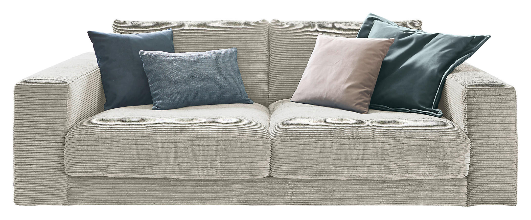 2-SITZER-SOFA in Cord Hellgrau  - Hellgrau/Schwarz, Design, Kunststoff/Textil (230/85/127cm) - Hom`in