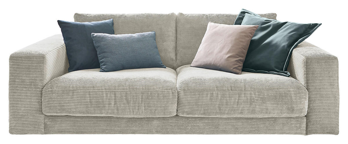 2-SITZER-SOFA in Cord Hellgrau  - Hellgrau/Schwarz, Design, Kunststoff/Textil (230/85/127cm) - Hom`in