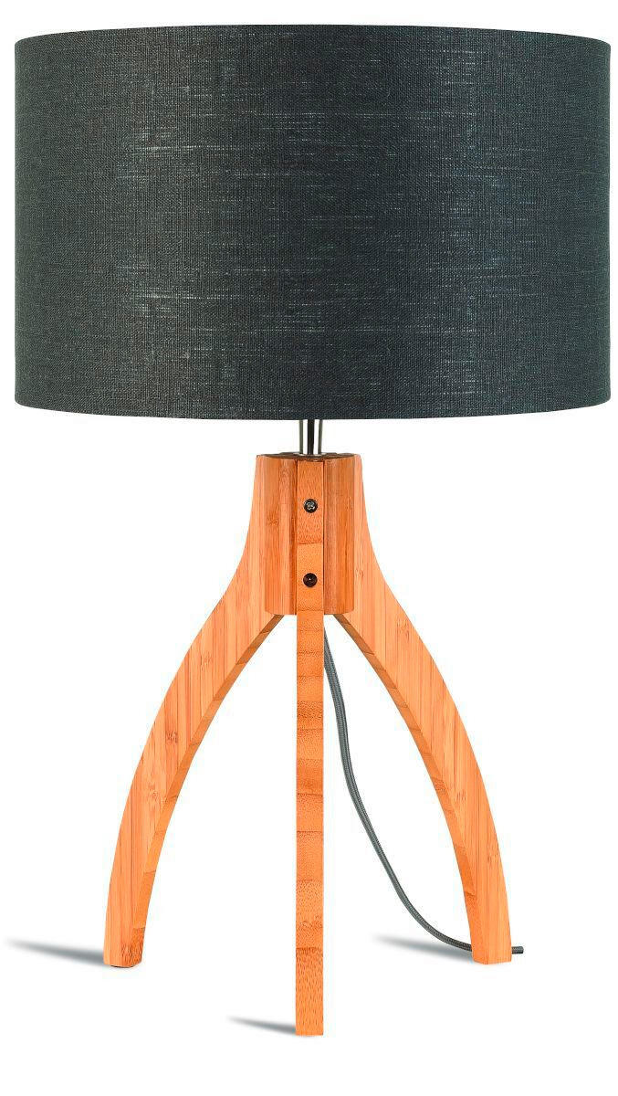 TISCHLEUCHTE - Dunkelgrau/Naturfarben, Trend, Holz/Textil (36/54cm) - Good & Mojo
