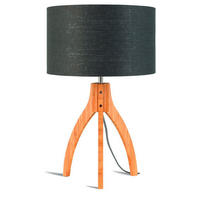 TISCHLEUCHTE GOOD&MOJO  36/54 cm   - Dunkelgrau/Naturfarben, Trend, Holz/Textil (36/54cm) - Good & Mojo