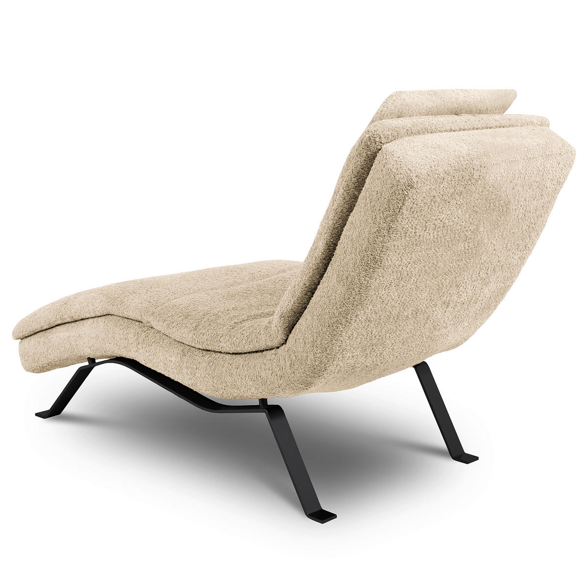 RELAXLIEGE Echtleder Creme  - Creme/Schwarz, Design, Leder/Metall (65/95/171cm) - Celina Home
