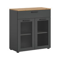 KOMODA, šedá, dub artisan, 78/84/38 cm - šedá/černá, Design, kompozitní dřevo/plast (78/84/38cm) - MID.YOU