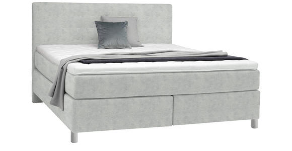 BOXSPRINGBETT 180/200 cm  in Hellgrau  - Chromfarben/Hellgrau, KONVENTIONELL, Kunststoff/Textil (180/200cm) - Voleo