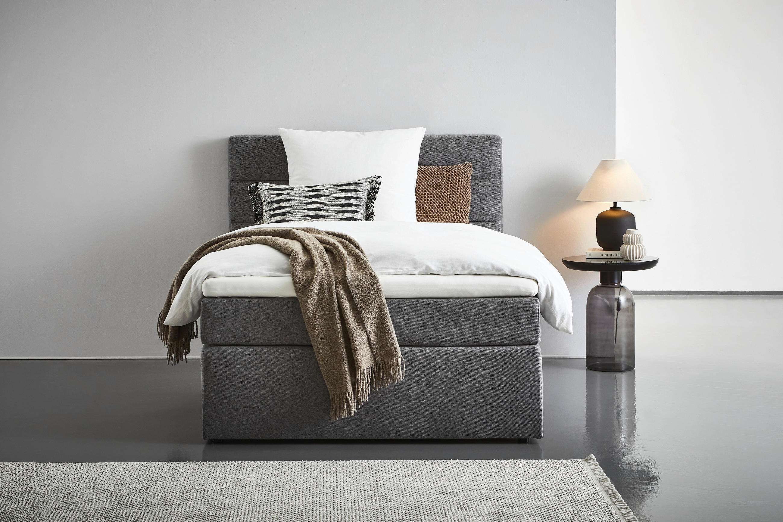 BOXSPRINGBETT 140/200 cm in Grau - Schwarz/Grau, KONVENTIONELL, Textil (140/200cm) - Carryhome