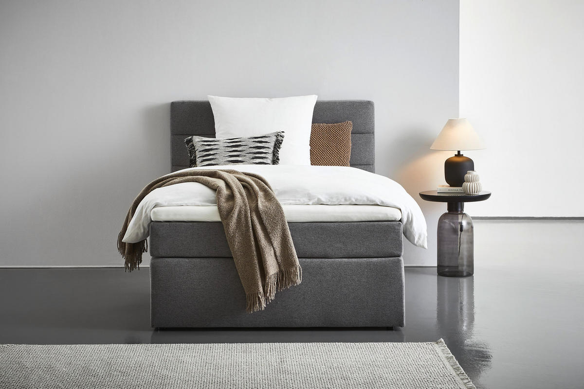 BOXSPRINGBETT 100/200 cm  in Grau  - Schwarz/Grau, KONVENTIONELL, Textil (100/200cm) - Carryhome