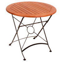 GARTENKLAPPTISCH 80/80/74 cm Holz, Metall rund  - Schwarz/Braun, MODERN, Holz/Metall (80/80/74cm) - Gardenson