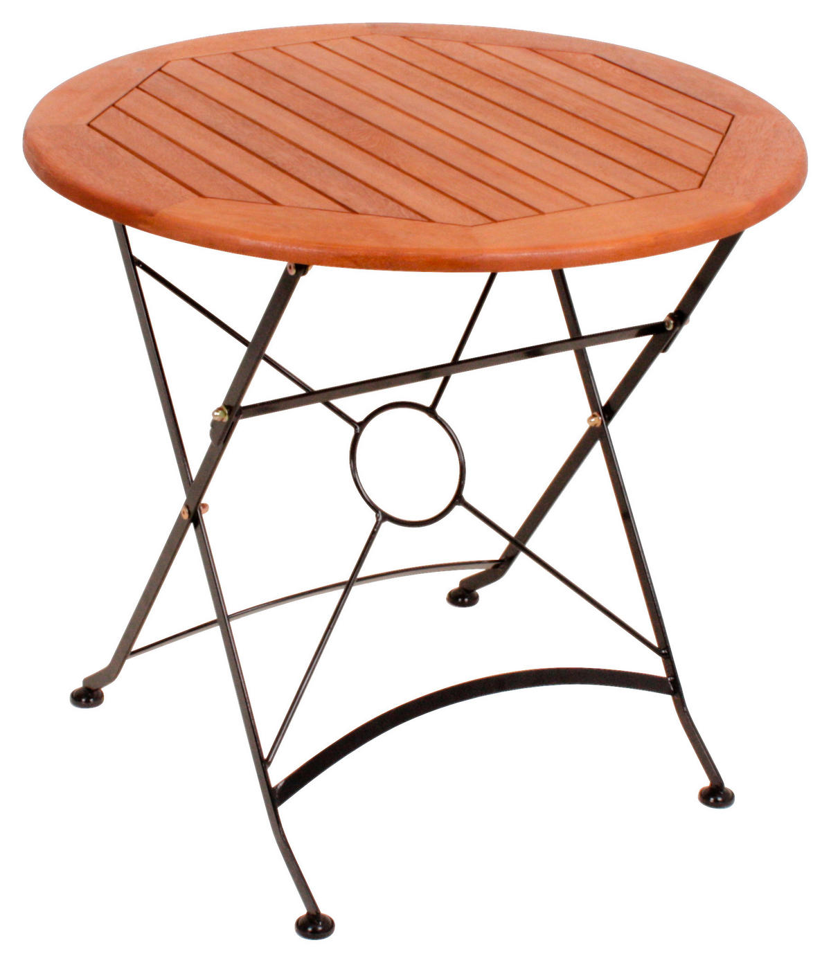 GARTENKLAPPTISCH 80/80/74 cm Holz, Metall rund  - Schwarz/Braun, MODERN, Holz/Metall (80/80/74cm) - Gardenson