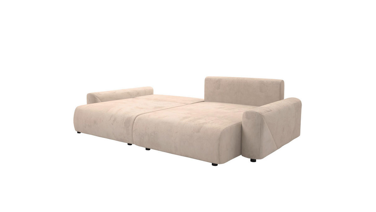 Ecksofa inkl. Funktionen Beige Cord  - Beige/Schwarz, MODERN, Kunststoff/Textil (238/168cm) - Stylife