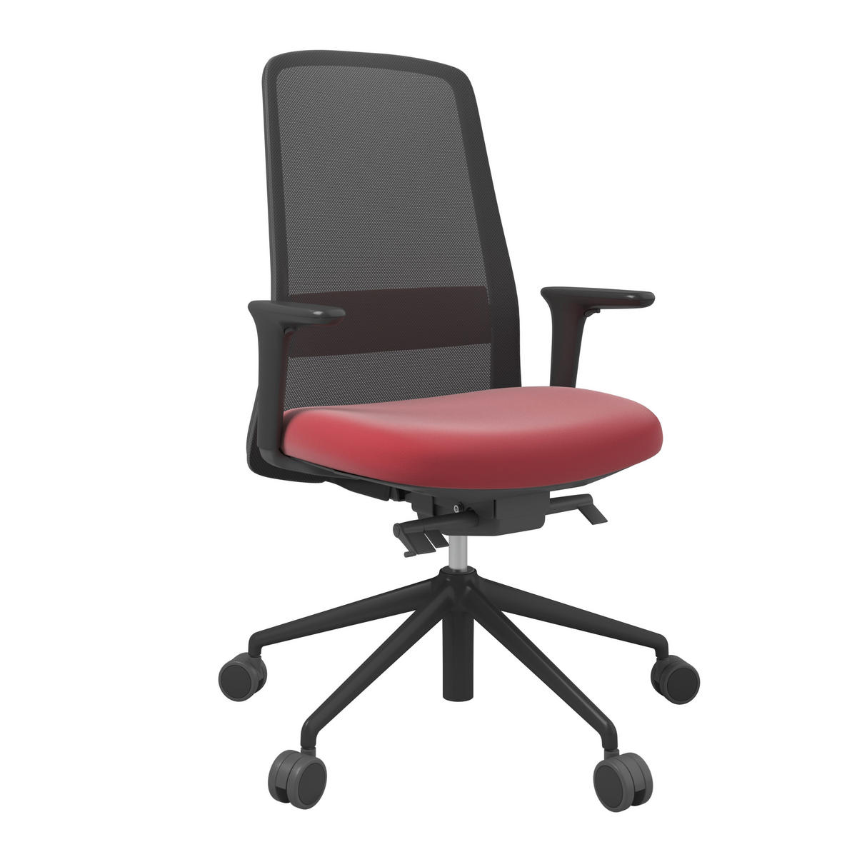 DREHSTUHL Lederlook Rot, Schwarz  - Rot/Schwarz, MODERN, Kunststoff/Textil (70/103-115/70cm)