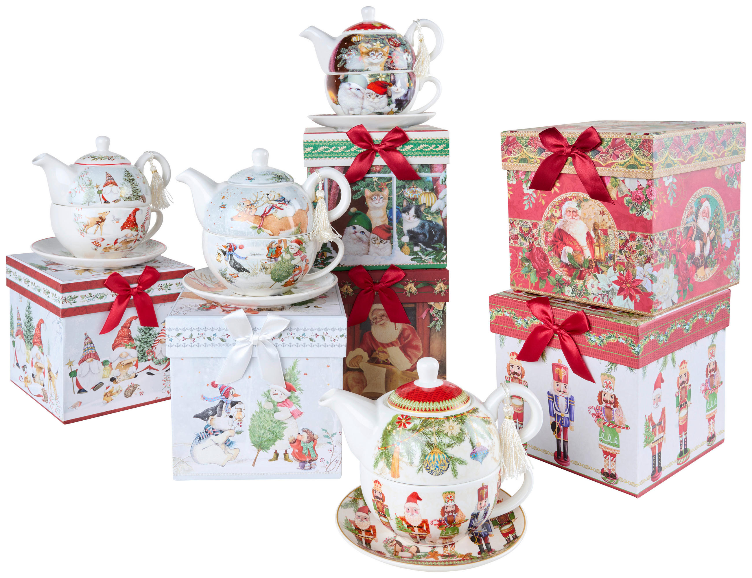ČAJNI SERVIS ZA ENO OSEBO         - večbarvno, Romantika, keramika (17/14cm) - X-Mas