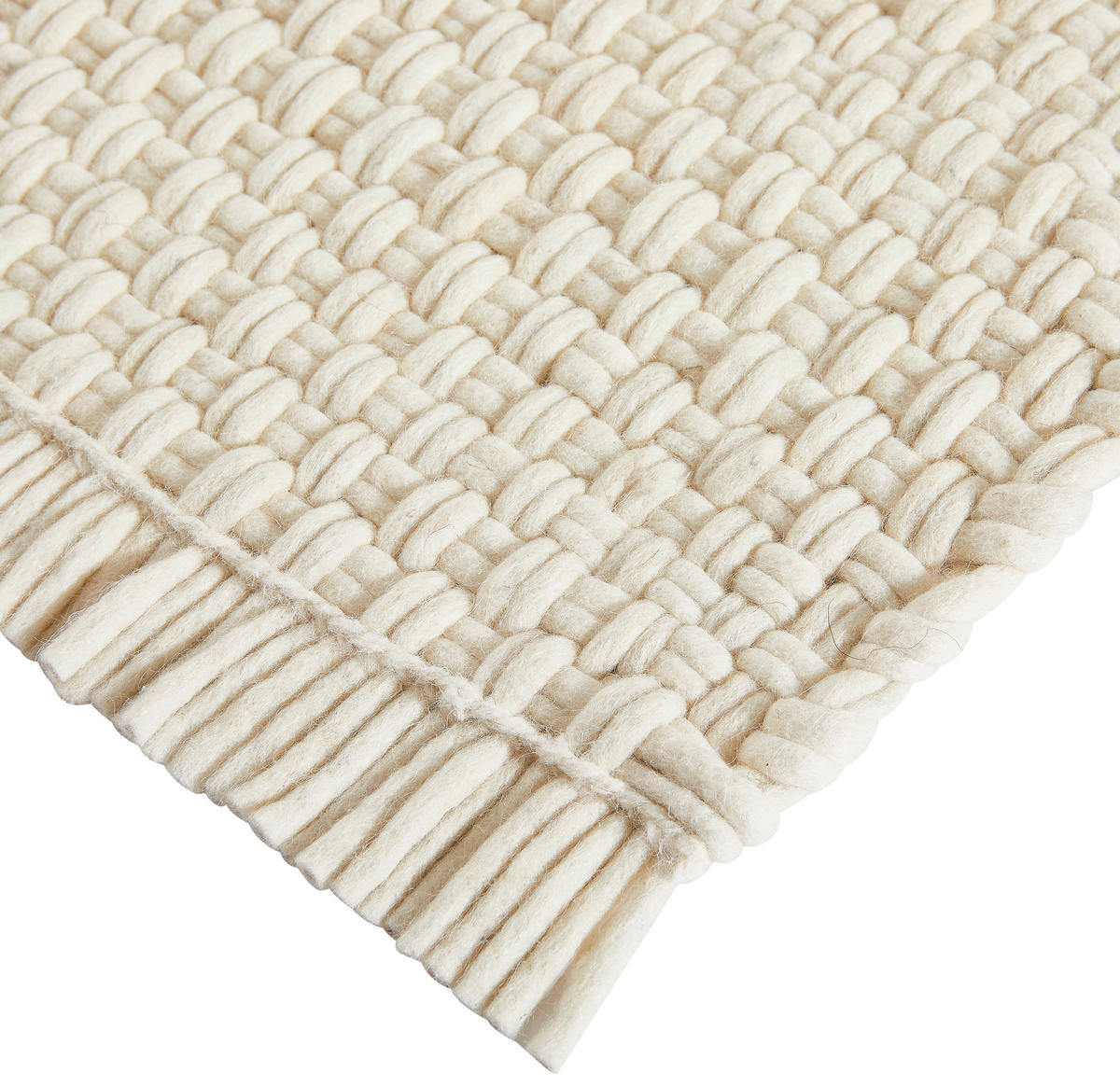 HANDWEBTEPPICH Weiß  - Weiß, Basics, Textil (70cm) - Linea Natura