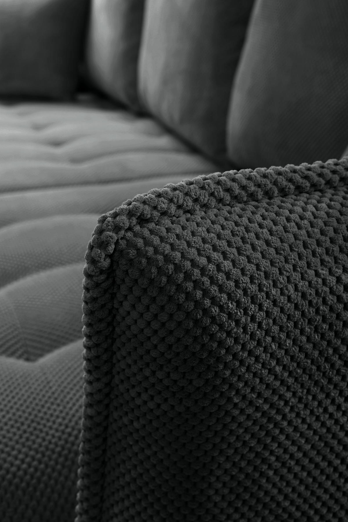 ECKSOFA in Chenille Schwarz  - Schwarz, Konventionell, Holz/Textil (290/160cm) - MID.YOU