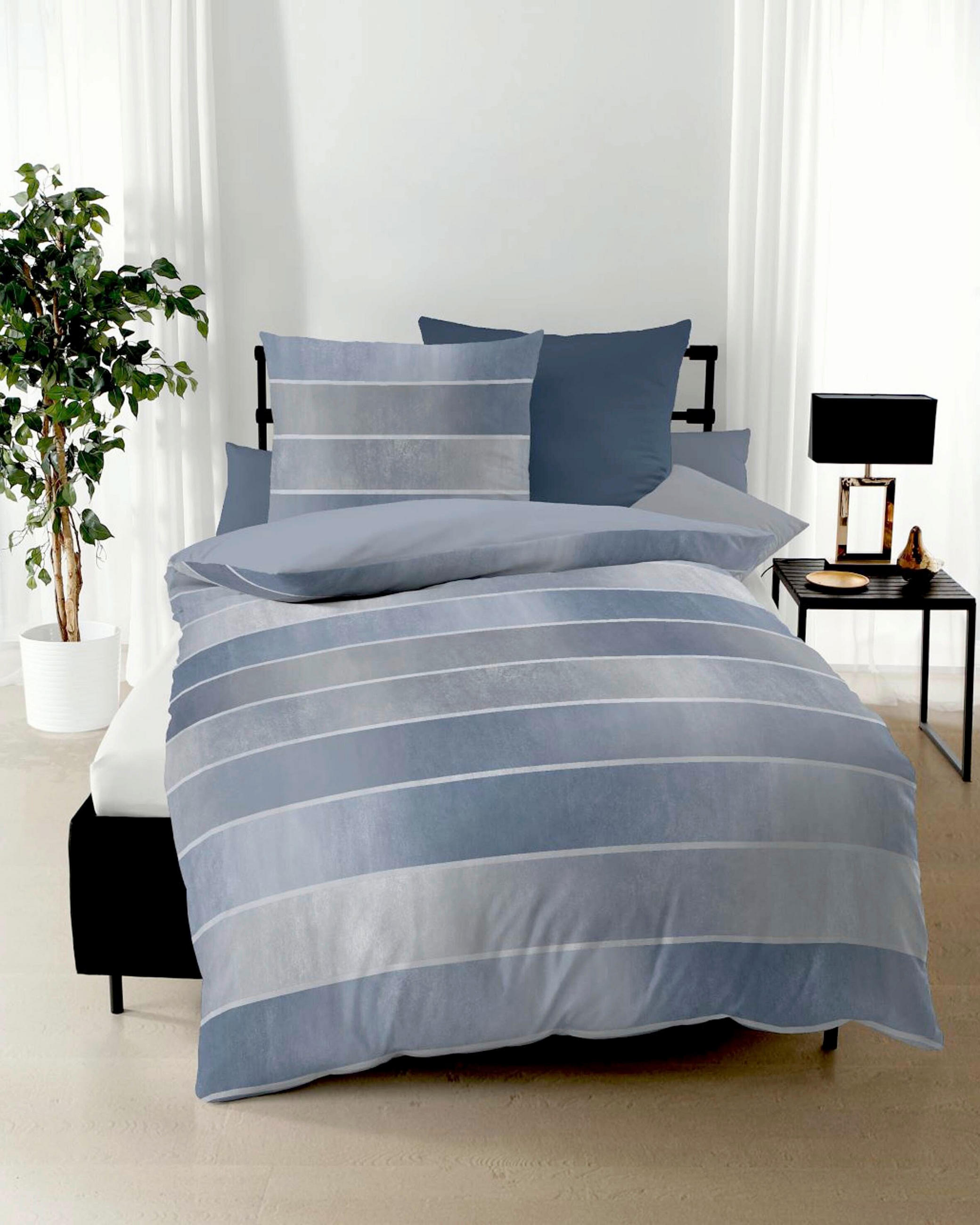 BETTWÄSCHE Timeless Makosatin 155/220 cm  - Blau, Design, Textil (155/220cm) - Kaeppel