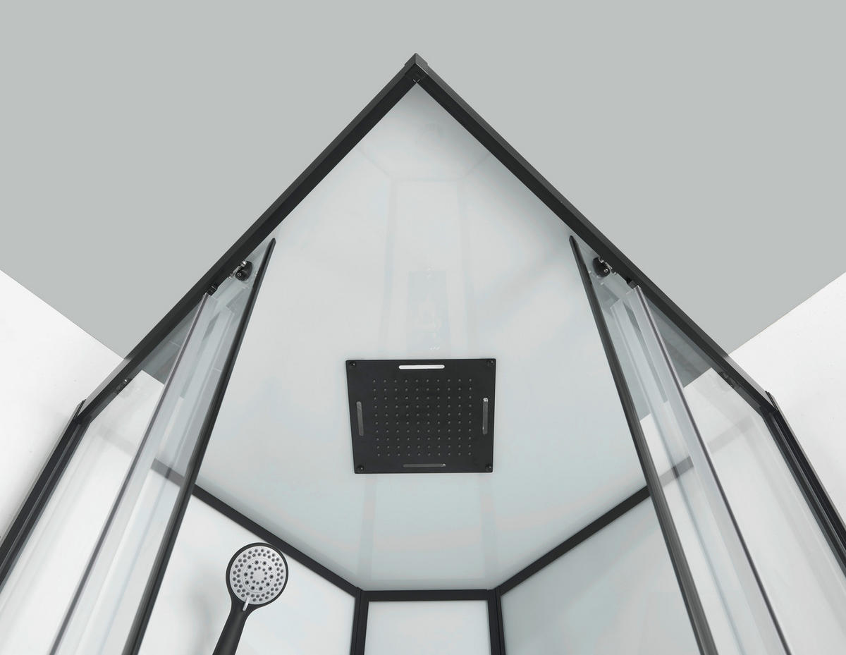 DUSCHKABINE  in Transparent, Schwarz  - Transparent/Schwarz, MODERN, Glas (90/90/225cm) - Sanotechnik