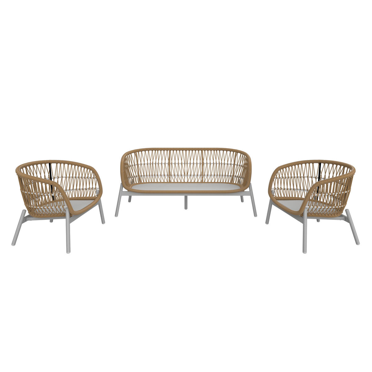 BAŠTENSKI SET  - bela/prirodna boja, Moderno, metal/tekstil (1cm) - Ambia Garden