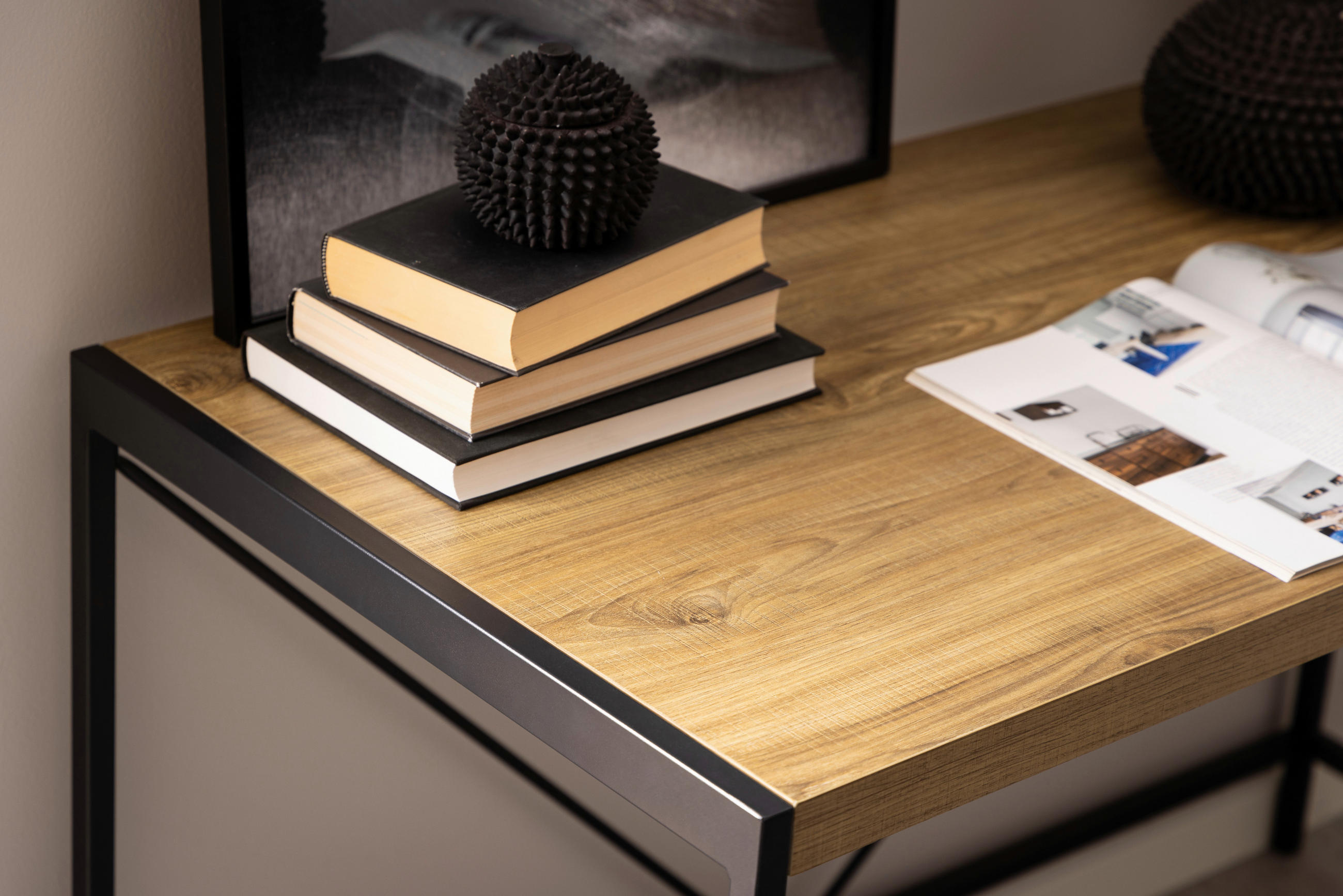 Thumbnail - Mid.you Schreibtisch, Schwarz, Eiche, Metall, Holzwerkstoff, rechteckig, eckig, 60x75x120 cm, FSC Mix, Arbeitszimmer, Sc...