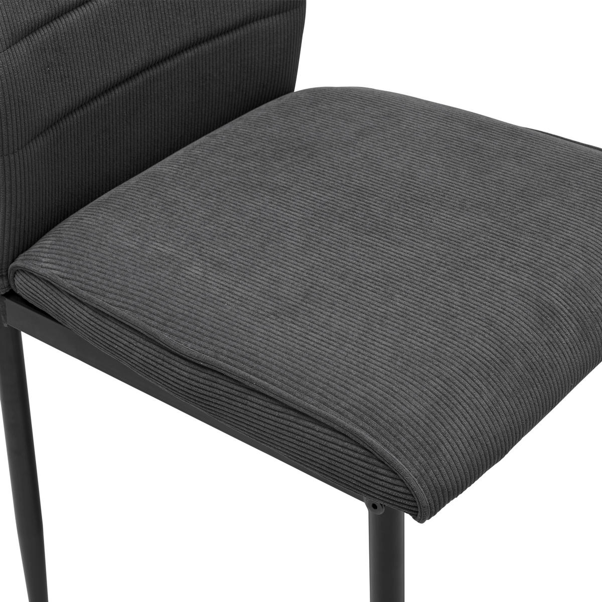 STUHL  in Eisen Cord Metall, Textil  - Schwarz/Grau, LIFESTYLE, Textil/Metall (44/96/58cm) - Livetastic